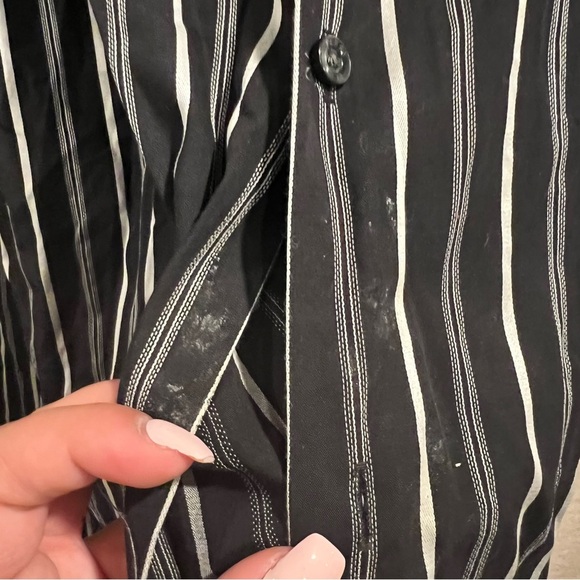 Perry Ellis Black White Stripe Button Down - Picture 5 of 5